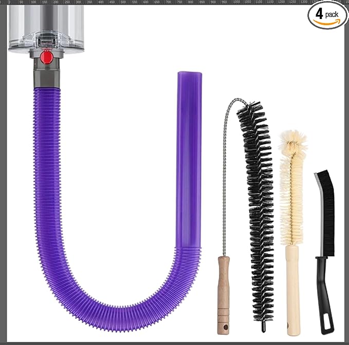 Lovepea Dryer Vent Cleaner Kit for Dyson V15 V12 V11 V10 V9 V8 V7, Hose Attachment Flexible Crevice Drum Lint Brush Trap Cleaning Tool Kit, 4 Piece