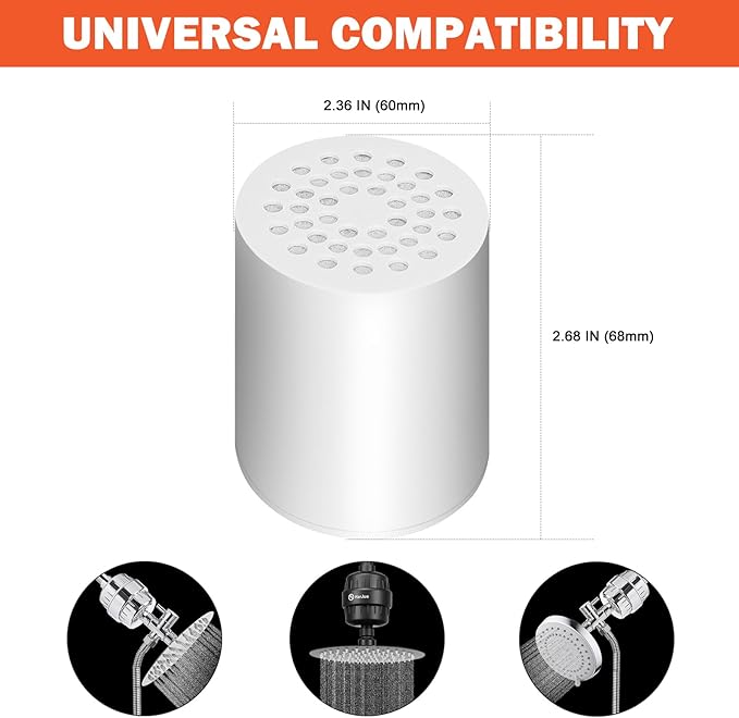 15 Stage Shower Filter Replacement Cartridge, Universal High Output Shower Filter for Hard Water Remove Chlorine and Harmful Substances, Body Caring, 2 Pack