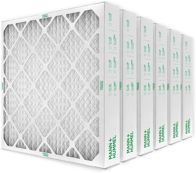 Mann+Hummel 16x20x4 MERV 8 Pleated HVAC AC Furnace Air Filters. Case of 6. (Exact Size: 15.5 x 19.5 x 3.75 Inches)