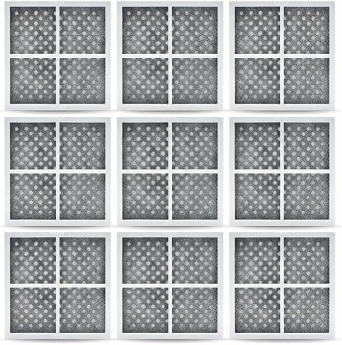 QPD LT120F Air Filter Replacement for LG Refrigerators - Compatible with Kenmore Elite 9918, ADQ73214404, and ADQ73334008, 3-Layer Air Purification with Carbon - 9-Pack