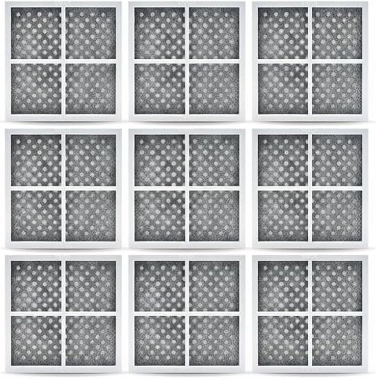 QPD LT120F Air Filter Replacement for LG Refrigerators - Compatible with Kenmore Elite 9918, ADQ73214404, and ADQ73334008, 3-Layer Air Purification with Carbon - 9-Pack