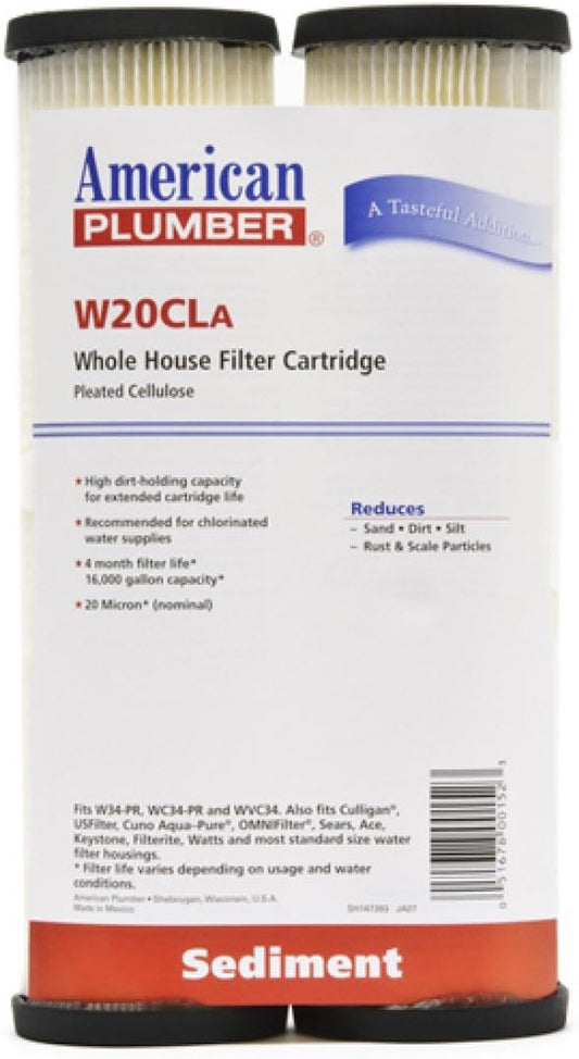 American Plumber W20CLA Whole House Sediment Filter Cartridge 20 Micron Well Pump Irrigation (4)
