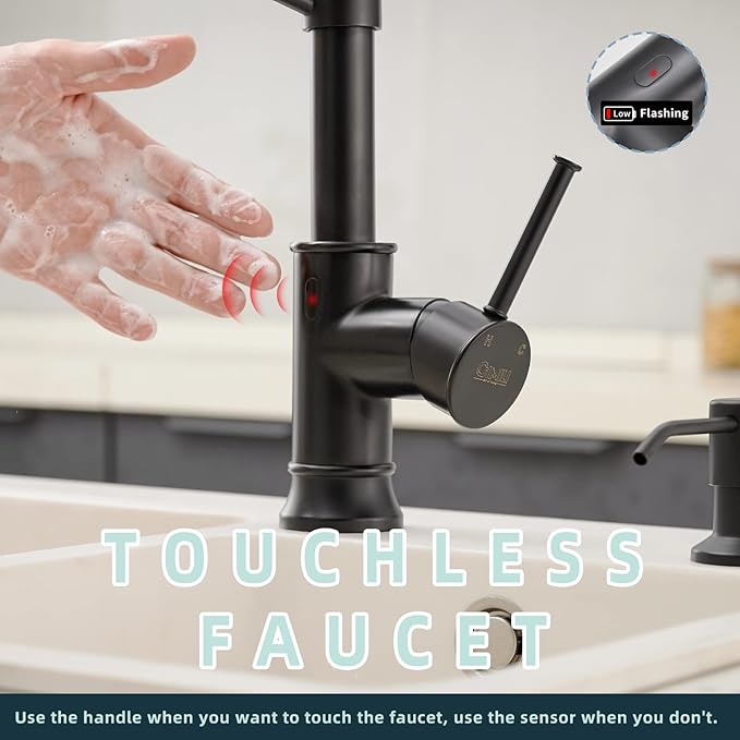 GIMILI Matte Black Touchless Kitchen Sink Faucet with Pull Down Sprayer, Motion Sensor Smart Activated Hands-Free Single Handle Kitchen Faucet