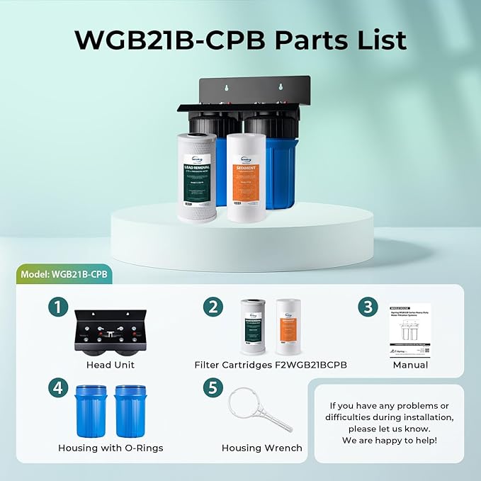 iSpring WGB21B-CPB 2-Stage Whole House Water Filtration System Reduces Cadmium, Mercury, Sediments, Chlorine, and up to 99% Lead, 1" Inlet/Outlet Ports