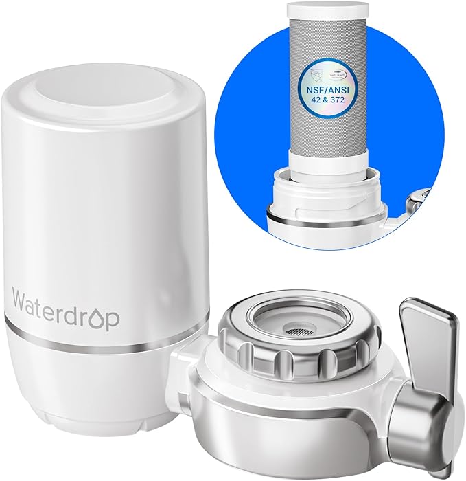 Waterdrop FC-01 Water Filter for Sink Faucet, NSF Certified Faucet Water Filter, Tap Water Filter for Kitchen Sink, Reduces Chlorine, Lead-Free Material, Easy Installation, 320 Gallons, 1 Filter