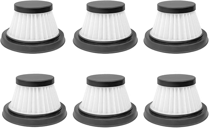 6 Packs Vacuum Filter Replacement Compatible with Vacuum Cleaner as Seen on TV, Vac Replacement Parts for Compact Cordless Vacuum Cleaner, HEPA Replacement Vacuum Filter Black