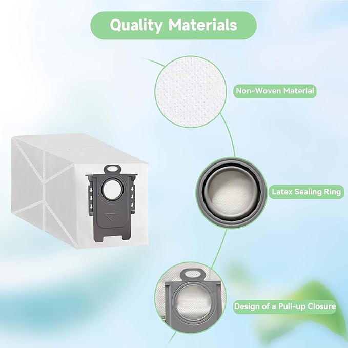 WAIKAS 6 Pack Qrevo Replacement Bag for Roborock QV 35A/35S, Qrevo S5V, Saros 10/10R/Z270, Qrevo Edge S5A, Qrevo CurvX/2 Flow, Qrevo Curv S5X, S8 MaxV Ultra, Qrevo S/Pro/Plus/Slim/MaxV - Accessories