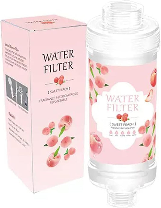 Vitamin C Shower Filter for Hard Water Filter Shower Aromatherapy Replacement Cartridge Bathroom Accessories Remove Chlorine Fluoride Heavy Metals Improves Skin Condition Protects Hair Peach