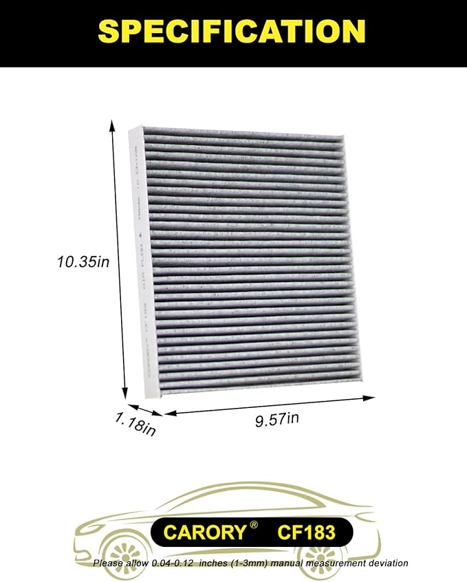 Cabin Air Filter w/Activated Carbon for Jeep Grand Cherokee (2011-2021, Not Fit Cherokee), Dodge Durango 2011-2025, 68079487AA, 68079487AB, CF11183