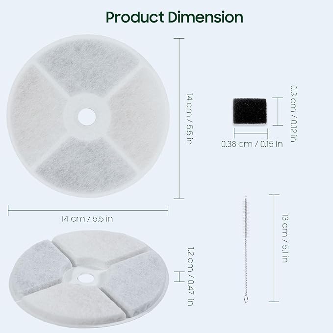 10 PCS Plastic Reduced Version Pet Cat Water Fountain Filters Fit For Solo 2/Solo SE,3 Pro/2S/3, Including Replacement Filters and Replaced Foam Pump Filter (10 pcs)