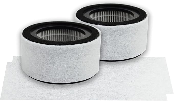 PUREBURG Replacement Filter Compatible with Crane EE-5067 Air Purifier HS-1944, Pack of 2, H13 HEPA Activated Carbon 2-IN-1 4-Stage Filtration Pre-Filter (Washable)