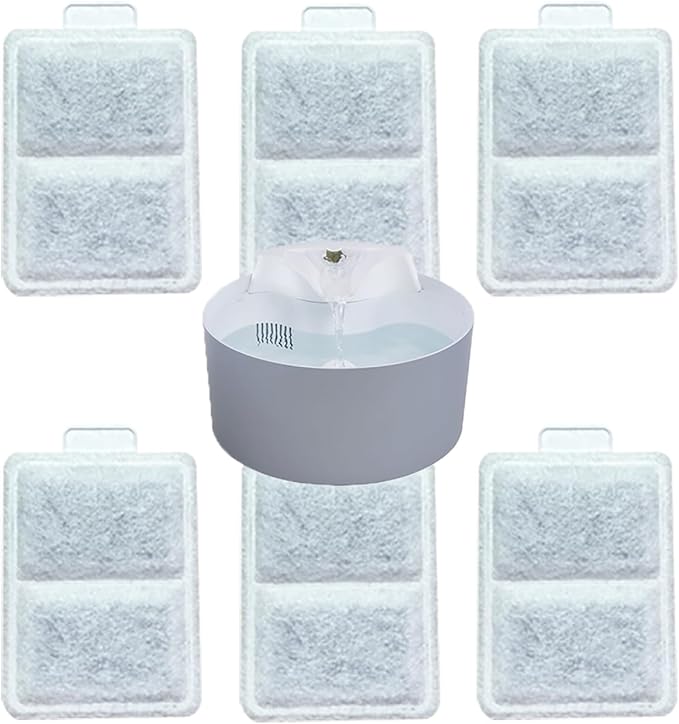6 X Small Water Activated Carbon Filter Compatible with Whisker City Automatic Pet Fountain Free-Fall Fountain and Corner Fountain, Whisker City 50 oz and 150 oz
