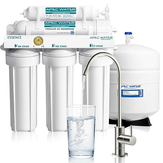 APEC Water WQA Certified 5-Stage Under Sink Reverse Osmosis Water Filter System, Brushed Nickel, Certified Ultra Safe Drinking Water Filter System, Reduces 99.99% of Contaminants, DIY Install