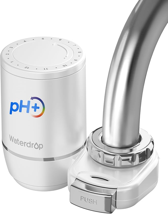 Waterdrop FC-02 Alkaline Water Filter for Sink Faucet, Filter Life Reminder, Tap Water Filter for Kitchen Sink, NSF Certified Reduces Chlorine, Easy Installation, 320 Gallons, 1 Filter