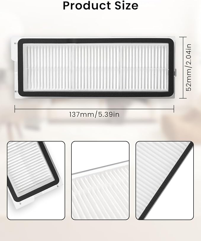 4Pack Washable Filter Replacement Parts For Roborock Qrevo MaxV,Qrevo S,Qrevo Plus,Qrevo Pro,Qrevo Curv,Qrevo Curv S5X,Qrevo Edge,Qrevo Edge S5A,QV35A Robot Vacuum Cleaners, High Efficiency Filters