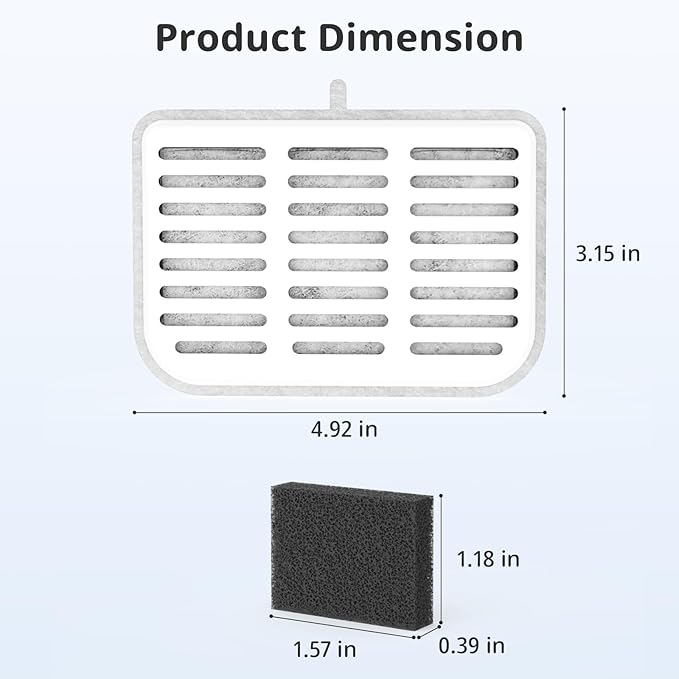 Filter Unit Rect For E VERSWEET MAX Cordless 105fl oz/3L Pet Cat Water Fountain Filter Replacement (Square-10 Filters+10 Sponges)