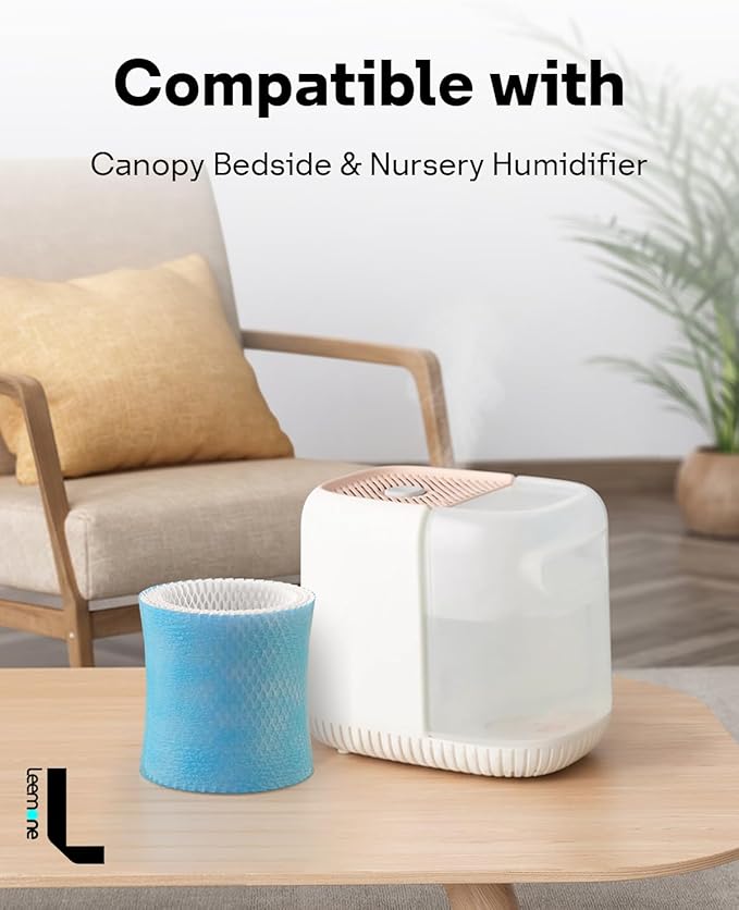 Leemone 3-Pack Bedside Humidifier Filter 2.0 Replacement Compatible with Canopy Bedside & Nursery Humidifiers, Humidifier Wicking Filter Lasts Up to 6 Weeks