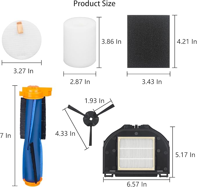 Replacement Parts for Shark UR2360S UR2360EEUS RV2302AE AV2310AE RV2310AE RV2320S RV2300S Ultra Robot Vacuum,1 Roller Brush,2 Sets Foam Filters,2 Hepa Filters,6 Side Brush (13 Pack)