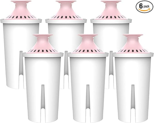 AQUA CREST 06-MG Magnesium Water Filter, Replacement for Brita® Filter, Pitchers and Dispensers, Everyday, UltraMax, Metro+, XL and More, 2 Months, Reduces Chlorine, 6 Pack