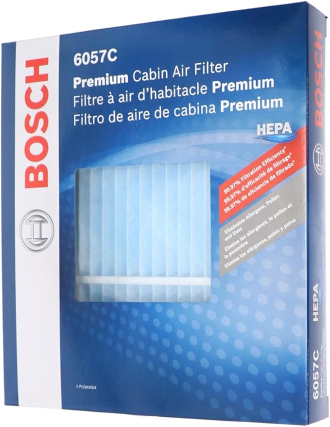 BOSCH 6057C HEPA Cabin Air Filter - Compatible with Select Chevrolet Captiva, Equinox; GMC Terrain; Hyundai Azera, Santa Fe Sport/XL, Sonata; Kia Cadenza, Optima, Sedona; Saturn Vue