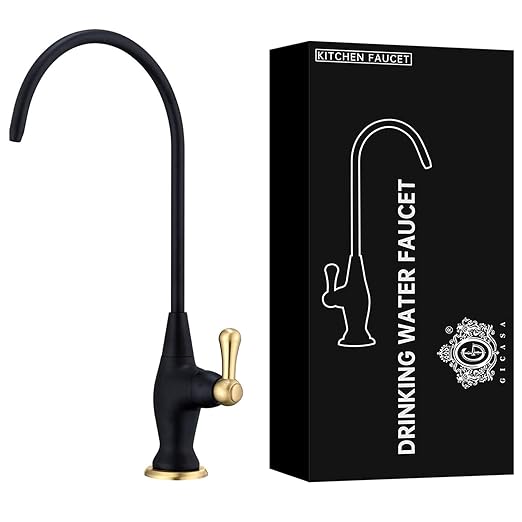 Stainless Steel Reverse Osmosis Faucet, Sink Water Filter System, Suitable for Most Reverse Osmosis or Water Filtration Systems, Sink Drinking Water Faucet for Kitchen Bar Labs RVs, Black+Brushed Gold