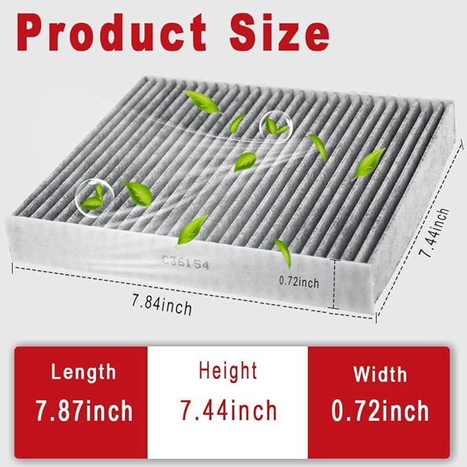 Cabin Air Filter Compatible with Chevy Cruze, Malibu, Sonic, Volt, Spark, Buick LaCrosse, Encore, Regal, Verano, Allure, Cadillac SRX with Activated Carbon Filter Replace# CF10775