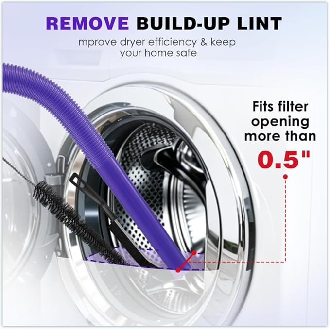 Lovepea Dryer Vent Cleaner Kit for Dyson V15 V12 V11 V10 V9 V8 V7, Hose Attachment Flexible Crevice Drum Lint Brush Trap Cleaning Tool Kit, 4 Piece