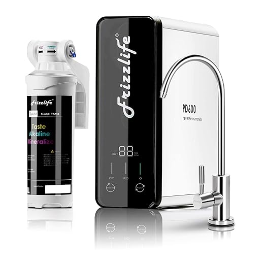 Frizzlife Reverse Osmosis Water Filter - Alkaline Mineral pH+, NSF/ASNI 58&53&42&372 Standard, 600GPD Tankless RO Reverse Osmosis System, Under Sink, 2:1 Pure to Drain, Reduce FPAS/PFOA, PD600-TAM3