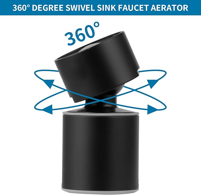 Hibbent NSF/ANSI/CAN 61 Certified Faucet Aerator, CUPC Certification 360° Swivel Kitchen Sink Aerator, 2-Flow Sink Sprayer Attachement, Faucet Replacement Part 55/64 Inch Female Thread - Matte Black