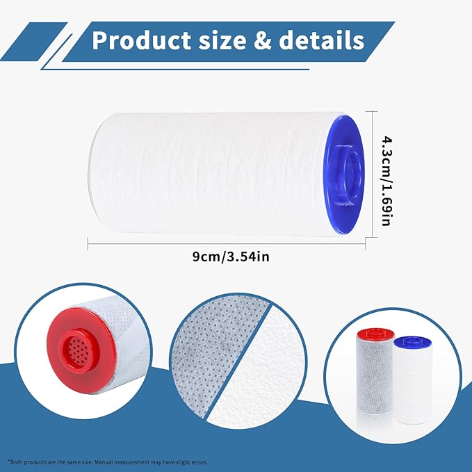 Replacement Filter Set for Weddell Duo - High-efficiency Shower Water Filtration System that Removes Chlorine/PFAS/Contaminants for Better Skin and Hair Health (2R+2B)