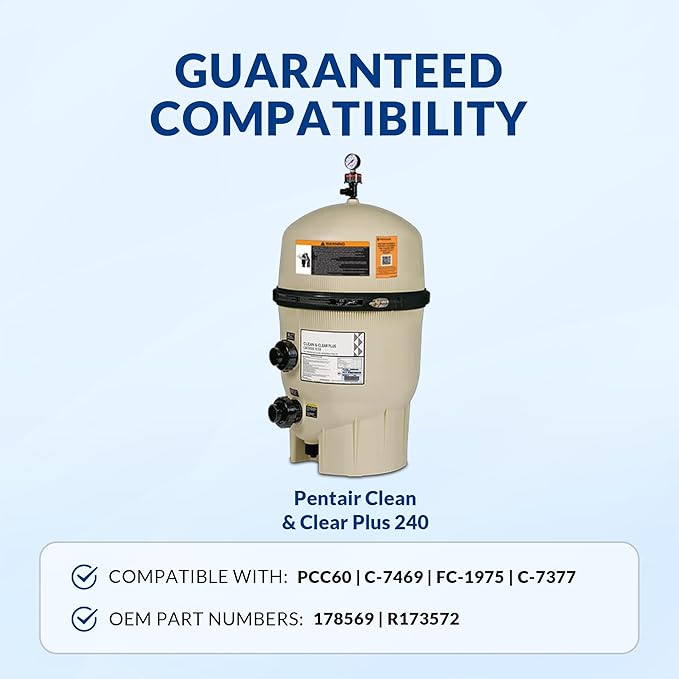 Pool Filter Cartridge, Essential Series, Replacement for PCC60 R173572 178569, Compatible with Pentair Clean & Clear Plus 240, Cylindrical Fabric, 240 Sq. Ft. 4-PK