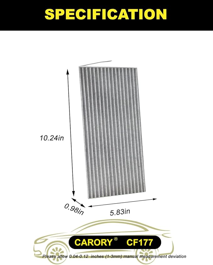 CARORY Cabin Air Filter w/Activated Carbon for 2009-2014 Nissan Cube, 2011-2017 Juke, 2011-2025 LEAF, 2013-2019 Sentra, 27277-3DF0A, 27891-1FC0A, 27891-1FD0A, 27891-3DF0A, 2014 2015 2016 2017 2018