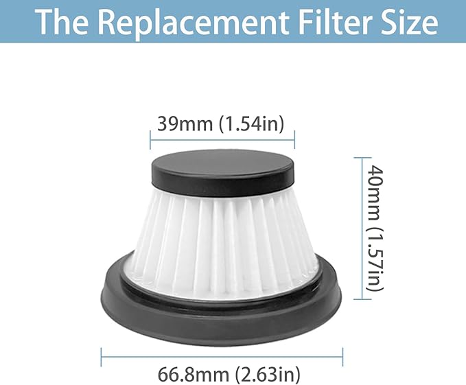 6 Packs Vacuum Filter Replacement Compatible with Vacuum Cleaner as Seen on TV, Vac Replacement Parts for Compact Cordless Vacuum Cleaner, HEPA Replacement Vacuum Filter Black