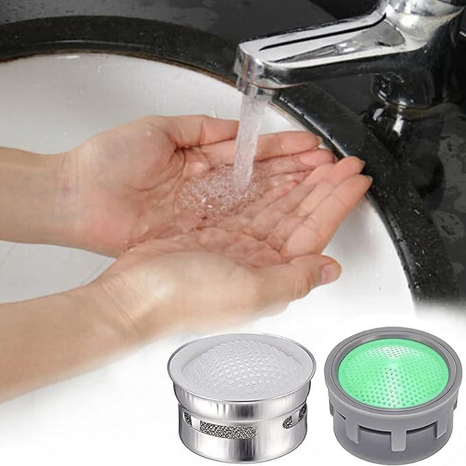 20 Sets of Faucet Aerators with Gaskets 2.2 GPM Plug-in Restrictor Replacement Parts for Bathroom or Kitchen Plug-in Aerators (stainless Steel and Green)
