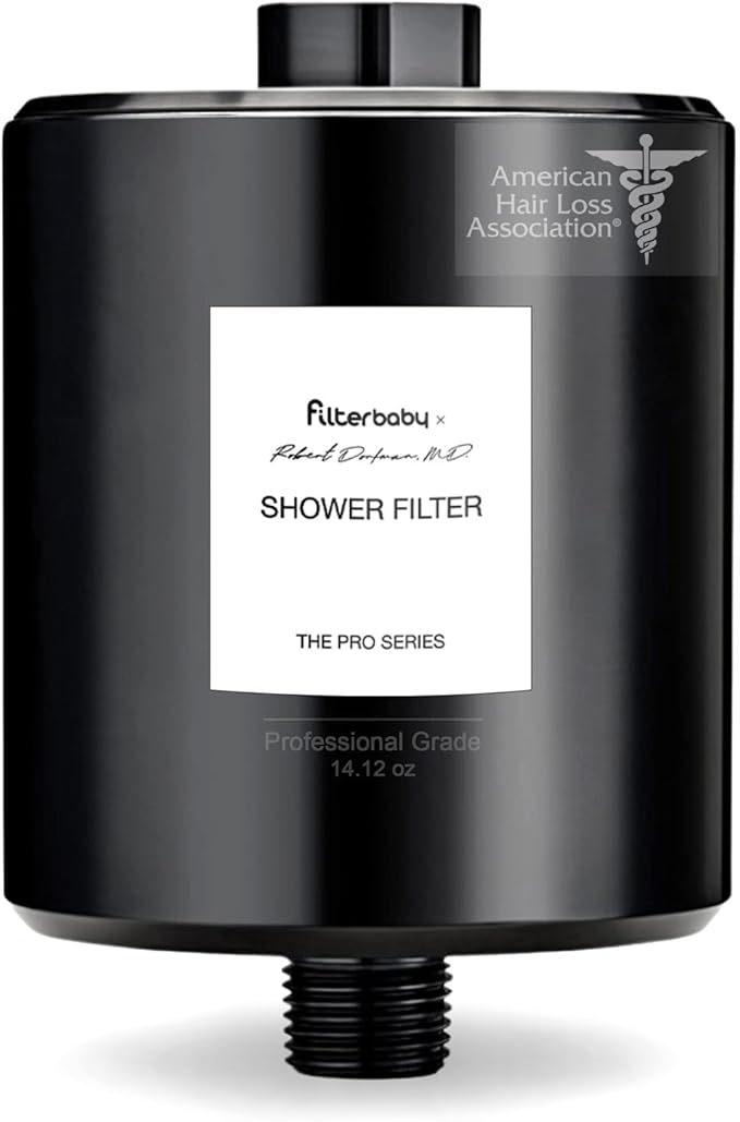 Filterbaby All-Metal Shower Filter Pro - IAPMO Certified to NSF 177 Standard, Doctor Developed, Reduces up to 99% Chlorine/Chloramine/Lead/Certain Heavy Metals, Great Water Pressure,Long Lasting,Black