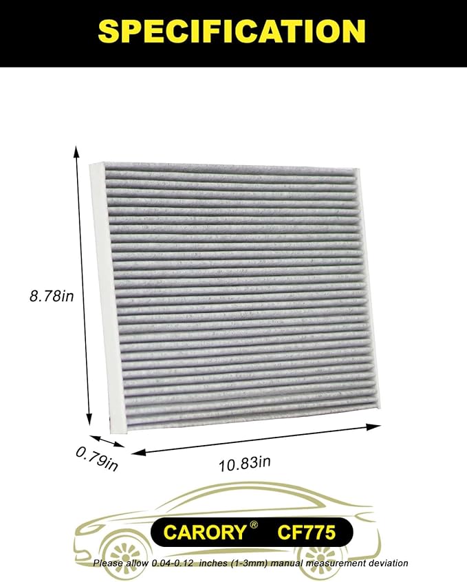 CARORY Cabin Air Filter w/Activated Carbon for Ford Edge 2015–2024, Fusion 2013–2020, Lincoln Continental 2017–2021, MKX 2016–2018, MKZ 2013–2020, Nautilus 2019–2026 and More