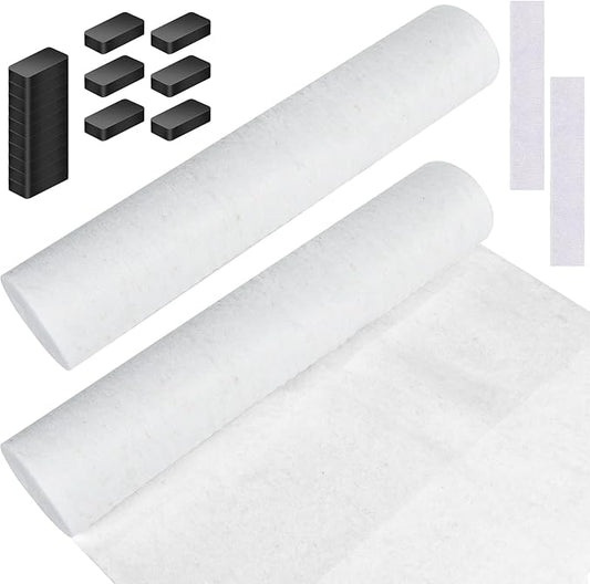 2 Rolls Range Hood Filters, Nonwoven Fabric Range Hood replacement filter with Magnetic block and Oil Proof Sticker, Anti Oil Filter Membrane for Kitchen（10m, White)