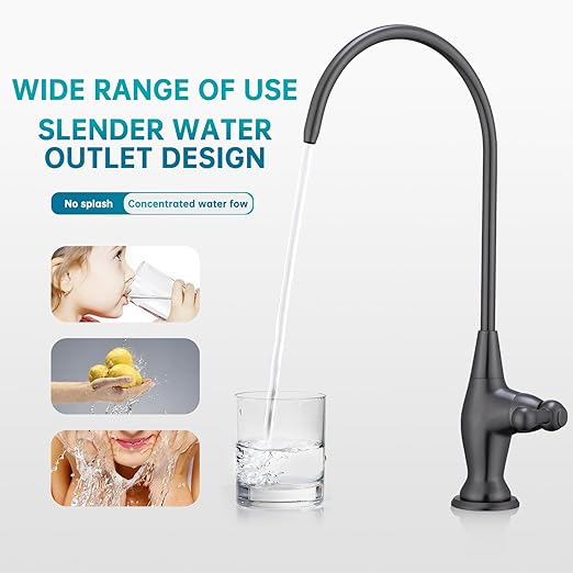 Stainless Steel Sink Drinking Water Faucet, Sink Water Filter System, Suitable for Most Reverse Osmosis or Water Filtration Systems, Stainless Steel Reverse Osmosis Faucet for Kitchen Bar, Grey