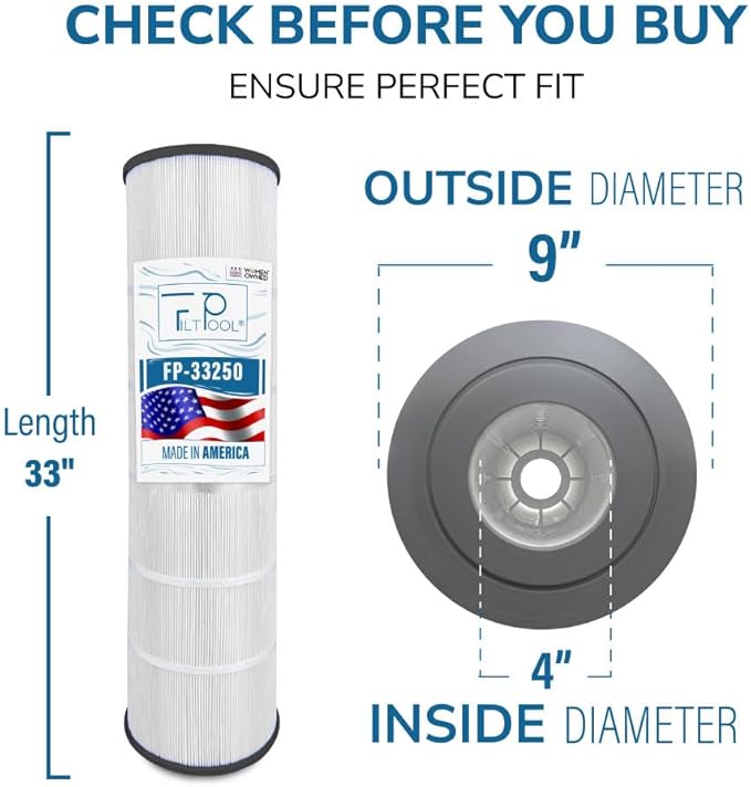 FP-33250 Pool Filter Cartridge Replacement for Jandy CS250, 11088514, Hayward R0462500 – Swimming Pool Filter System - Clean Water Filtration – 1 Pack, 250 SQFT