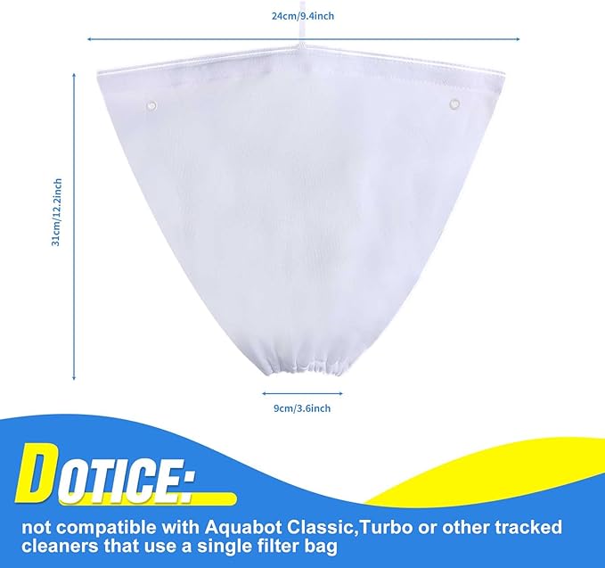 Riakrum 4 Pcs Pool Cleaner Fine Filter Bag Pool Spa Part Replacement Compatible with Aquabot Products 8114 Wheeled Aquabot Cleaners S2-40 S2-50 Pura 4X Pura 5X Pura S2-4x Pura S2-4xi Pura S2-5x