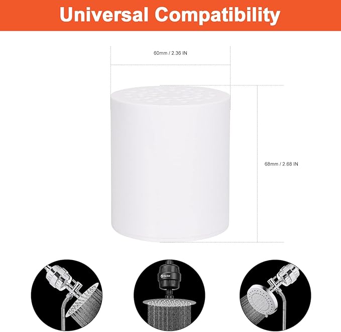 15 Stage Shower Filter Replacement Cartridge, Universal High Output Shower Filter for Hard Water Remove Chlorine and Harmful Substances, Body Caring, 4 Pack