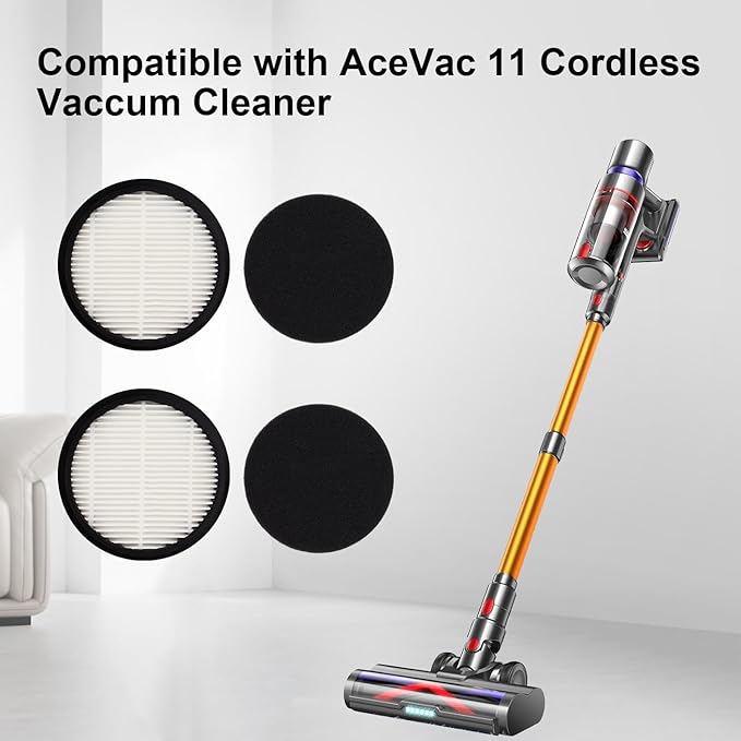 Replacement Filter Compatible with AFNOP AceVac 11 Cordless Vacuum Cleaner, Washable Hepa Filter Accessories Part (4 Filter)