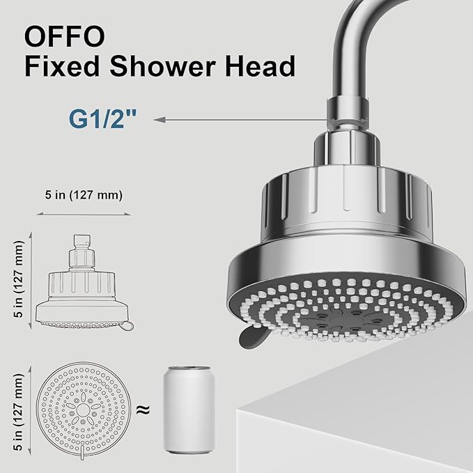 OFFO Filtered Shower Head, 20 Stage Shower Filter Head for Hard Water, 6 Modes High Pressure Shower Head with Filter for Remove Chlorine and Harmful, Chrome