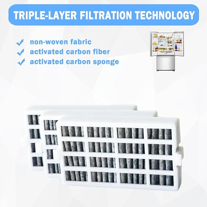 3 Pcs Refrigerator Air Filter Replacement Compatible with Whirlpool WRF560SEHW05, WRF560SEHZ05, WRF560SEHZ00, WRF560SEHZ03