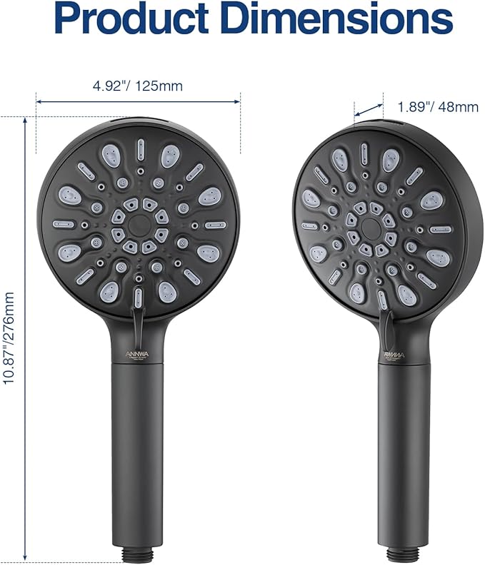 Filtered Shower Head with Handheld, 8 Spray Mode High Pressure Showerhead with Filters, Detachable shower head, Water Softener Filters for Hard Water, Remove Chlorine(N8HS702MB-NA)