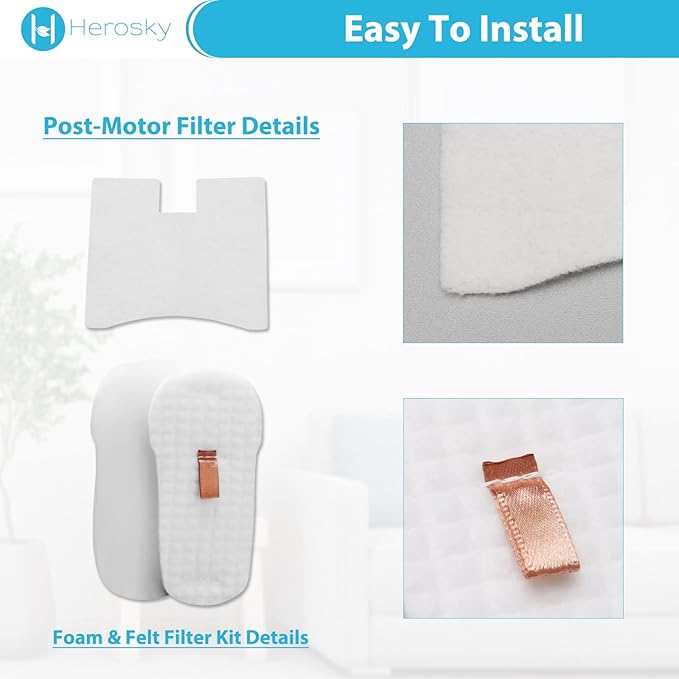 HZ602 Filter Kit for Shark HZ2000, HZ2002 Corded Stick Vacuum, Fit For Shark HZ602 HZ702 UV580 HH200 HH202 HZ251 HS152AMZ HZ2003C Vacuum