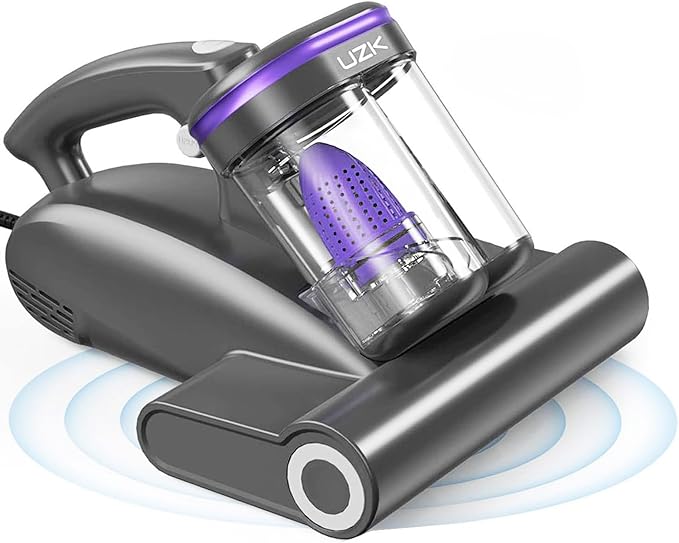 Bed Vacuum Cleaner Mattress Vacuum Cleaner,16Kpa Powerful Handheld Vacuums with UV-C Light & Double Dust Cup & High Heating & Ultrasonic & HEPA Filter for Bed Sofa(Corded,Purple)