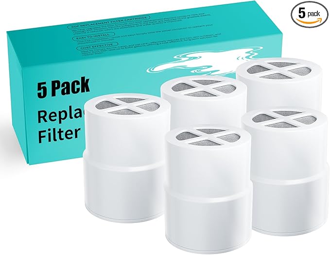 5-Pack Replacement Filter for JOLIE Shower Head, Compatible with JOLIE Shower Filter Cartridge, Reduces Chlorine, Heavy Metals & Impurities, Softens Skin & Hair