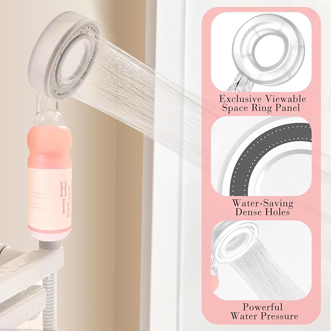 Vitamin C & Aromatherapy Skincare Spa Shower Head with Handheld, Filtered Showerhead for Hard Water - Removes Chlorine & Heavy Metals, Softer Skin & Hair Care (Rose Scent)