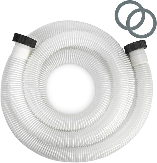 15ft 1 1/2" Pool Hose for Above Ground Pools Long Pool Pump Replacement Filter Hoses 1.5" EVA Swimming Pool Filter Hose for Filter Pumps, Saltwater Systems and Sand Filters (White)